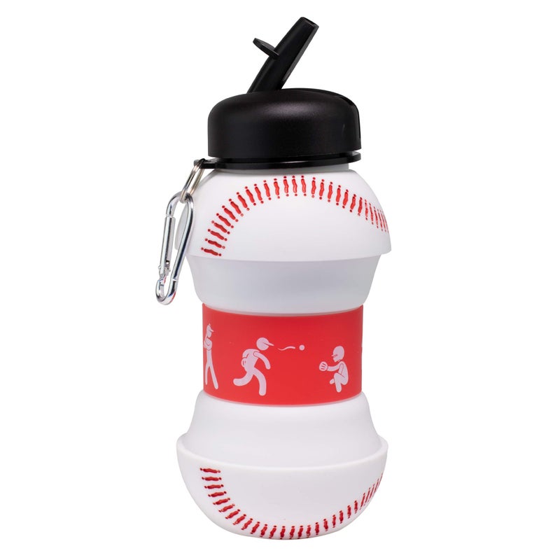 Maccabi Art Clip-On Collapsible BPA-Free Silicone Baseball Water Bottle for Kids, 18 Oz. Size - Image 2